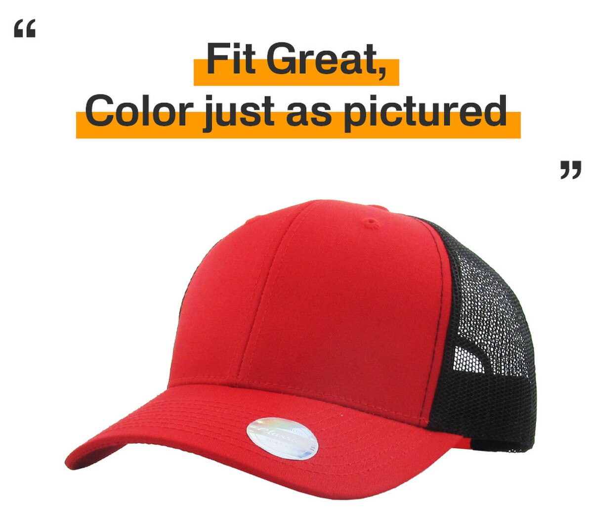 Red Black Two Tone Classic 6 Panel Trucker Mesh Snapback Side View Fit Great
